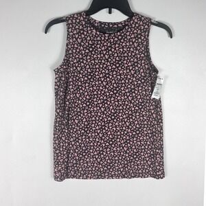 Celebrate Together Womens XS Gray Pink Heart Print Sleeveless Tank Top NWT